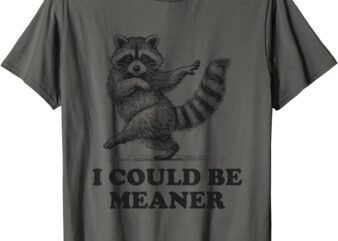 I Could Be Meaner Vintage Sarcastic Humor Funny Raccoon T-Shirt