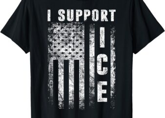 I Support ICE, Immigration Officers American Flag Vintage T-Shirt
