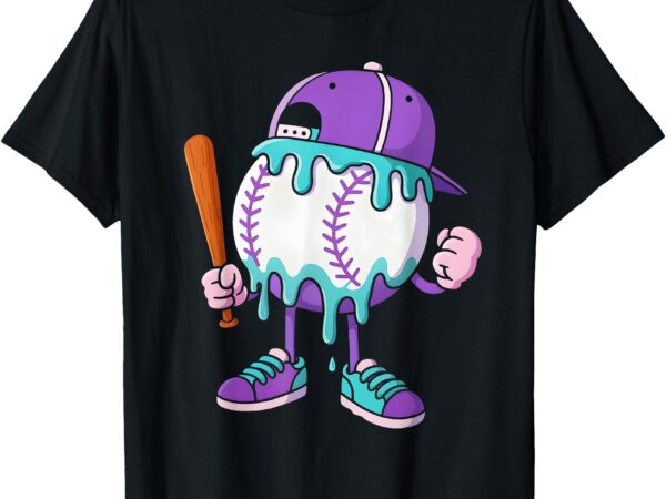 Ice cream drip baseball sport baseball drip for girls & boys t-shirt