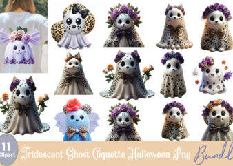 Iridescent Ghost Coquette Halloween Png bundle