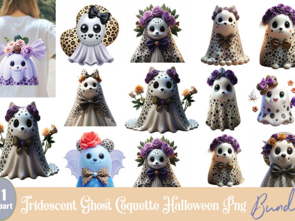 Iridescent ghost coquette halloween png bundle t shirt design for sale
