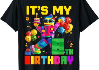 Its My 8th Eighth Birthday Building Brick 8 Years Old Boys T-Shirt