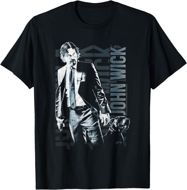 John Wick Distressed Photo with Dog Action Movie T-Shirt
