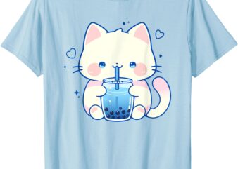 Kawaii Cat Boba Japanese cute aesthetic Anime Girls Teens T-Shirt