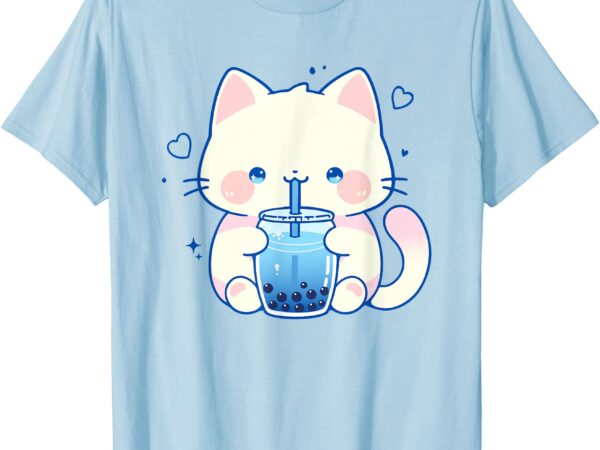 Kawaii cat boba japanese cute aesthetic anime girls teens t-shirt