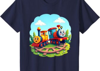 Kids Happy Cartoon Trains Colorful Smiling Locomotive Kids Train T-Shirt