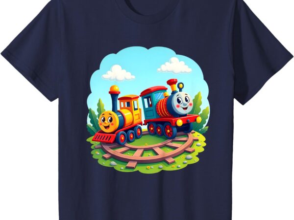 Kids happy cartoon trains colorful smiling locomotive kids train t-shirt