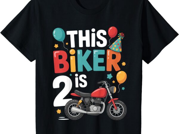Kids motorcycle 2nd birthday 2 second two yr old biker boys kids t-shirt