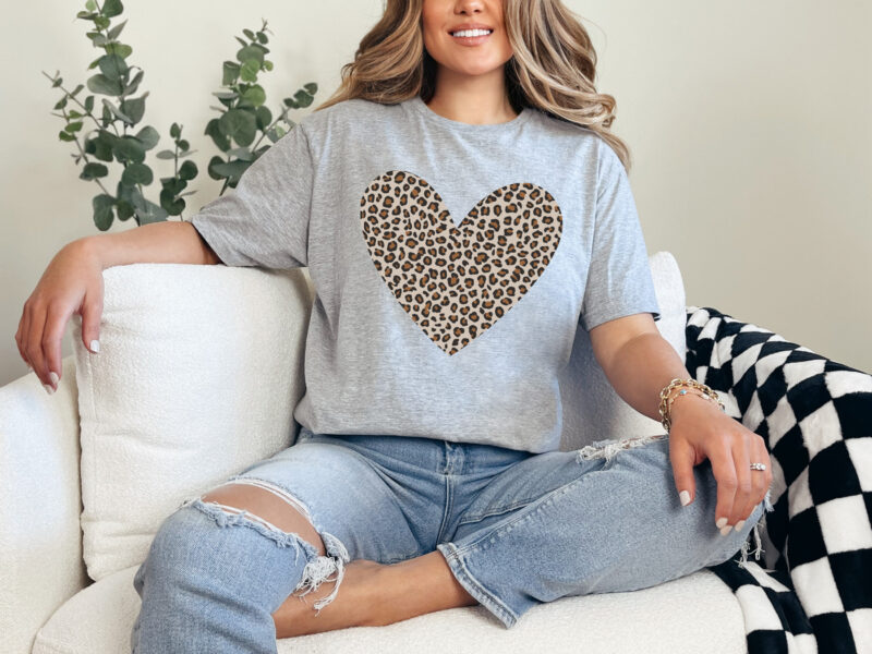 Leopard Heart Clipart Svg Png, Valentine Heart T-Shirt, Cute Valentine Day Shirt, Animal Print Shirt, Trendy Leopard Aesthetic Art