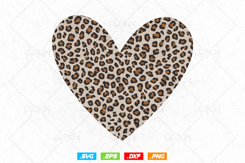 Leopard Heart Clipart Svg Png, Valentine Heart T-Shirt, Cute Valentine Day Shirt, Animal Print Shirt, Trendy Leopard Aesthetic Art
