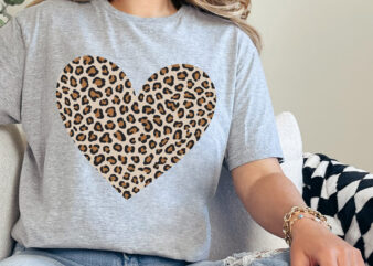 Leopard Heart Clipart Svg Png, Valentine Heart T-Shirt, Cute Valentine Day Shirt, Animal Print Shirt, Trendy Leopard Aesthetic Art