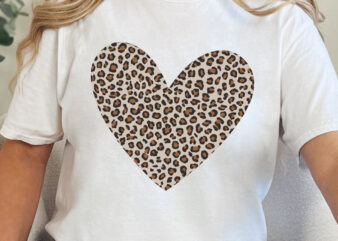 Leopard Heart Clipart Svg Png, Valentine Heart T-Shirt, Cute Valentine Day Shirt, Animal Print Shirt, Trendy Leopard Aesthetic Art