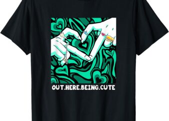 Light Teal Aqua Out Here Being Cute Light Teal Aqua Graphic T-Shirt