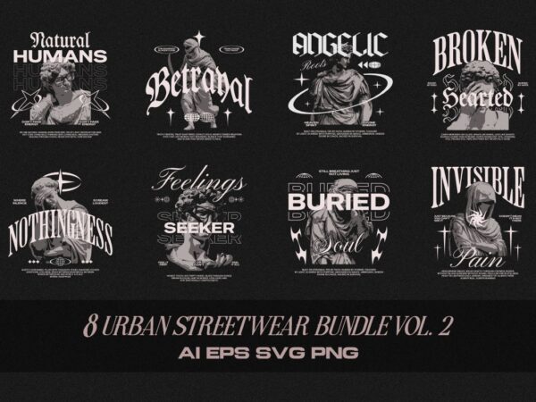 Urban streetwear t-shirt designs bundle vol. 2