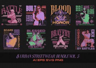 Urban Streetwear T-shirt Designs Bundle Vol. 5