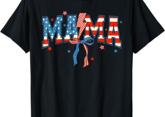 Mama 4th Of July American Patriotic Mom Grandma Coquette Bow T-Shirt