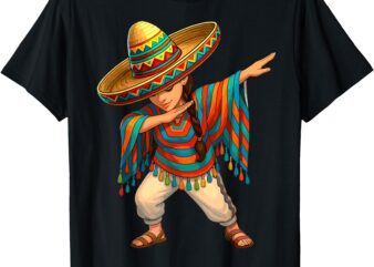 Mexican Girl Dabbing Poncho Cinco de Mayo T-Shirt
