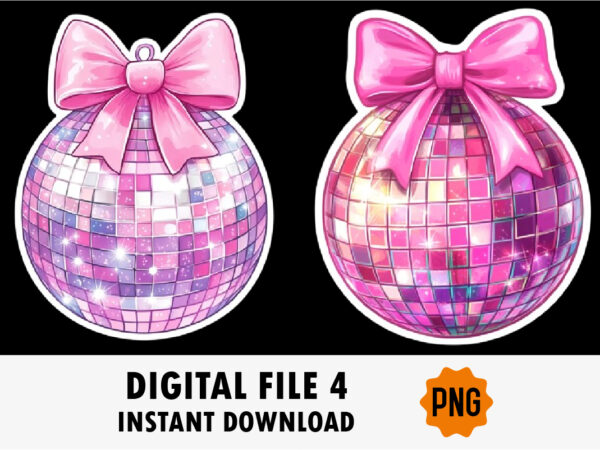 Coquette christmas png disco ball t shirt vector file