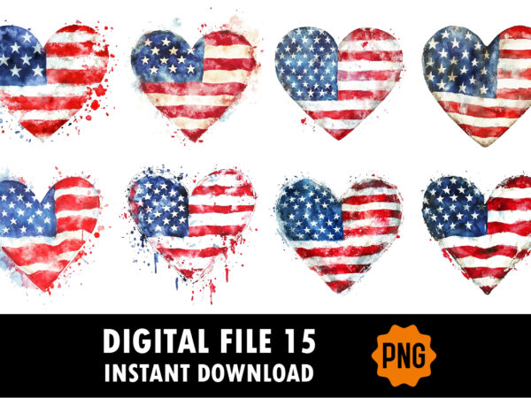 Patriotic usa american flag heart png t shirt illustration