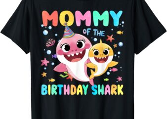 Mommy of the birthday family shark funny kids birthday party t-shirt