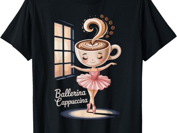 Playful cappuccino ballerina design t-shirt