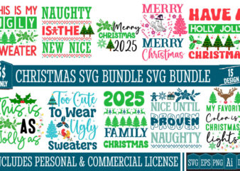 Christmas T-Shirt Design Bundle, Christmas T-Shirt Design, Christmas SVG Bundle, Christmas Vector Bundle