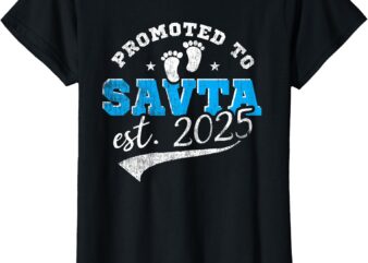 Promoted To Savta Est 2025 Proud New Grandma Vintage T-Shirt