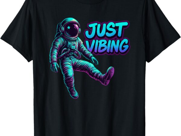 Purple teal astronaut just vibing cosmic graphic men women t-shirt