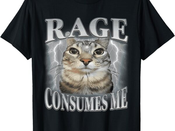 Rage consumes me funny silly staring cat meme women men t-shirt