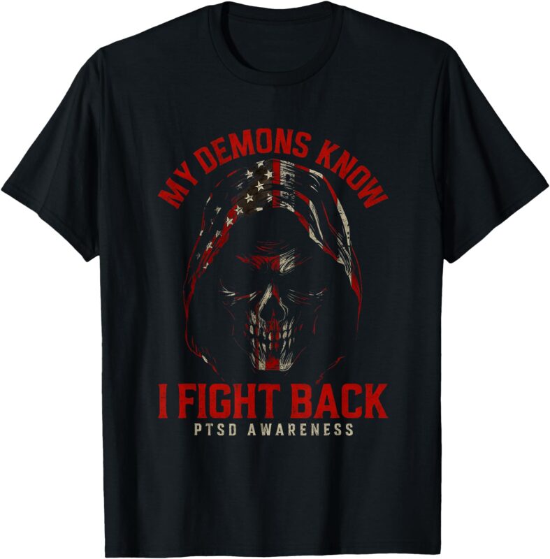 Reaper PTSD My Demons Know I Fight Mental Health Awareness T-Shirt