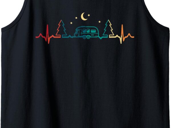 Retro camping heartbeat nature camper hiking men women tank top t shirt design online