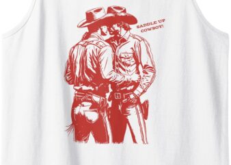 Retro Funny Saddle Up Cowboy Gay Trans Rights LGBT Pride Tank Top