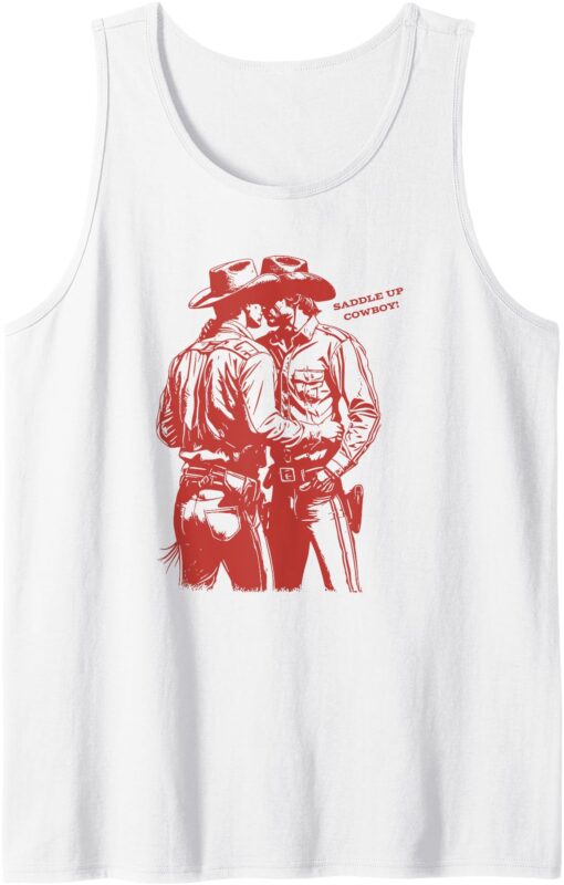 Retro Funny Saddle Up Cowboy Gay Trans Rights LGBT Pride Tank Top