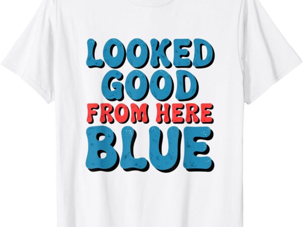 Retro groovy looked good from here blue funny softball t-shirt