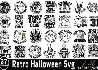 Retro Halloween T-shirt Bundle Retro Halloween SVG Bundle