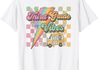 Retro Third Grade Vibes Back To School Teachers Student Kids T-Shirt