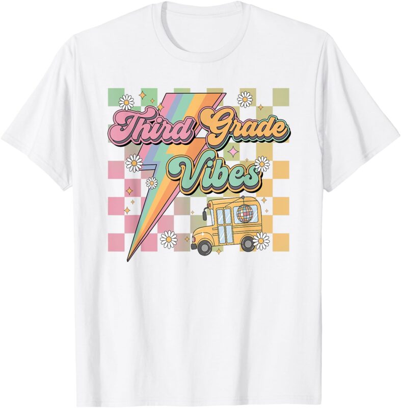 Retro Third Grade Vibes Back To School Teachers Student Kids T-Shirt