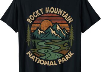 Rocky Mountain National Park Retro Sunset Mountains T-Shirt
