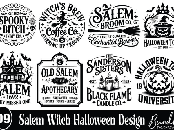 Salem witch halloween t-shirt bundle salem witch halloween design bundle