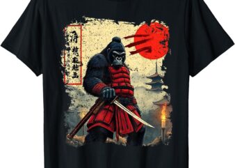 Samurai Bigfoot Japanese Vintage Graphic Ukiyo-e Art Funny T-Shirt