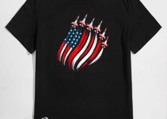 Patriotic USA Flag Fighter Jets Boys Mens 4th Of July Gift T-Shirt design