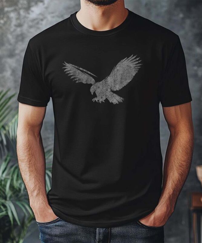 Beautiful Eagle American bird silhouette flying vintage USA T-Shirt design