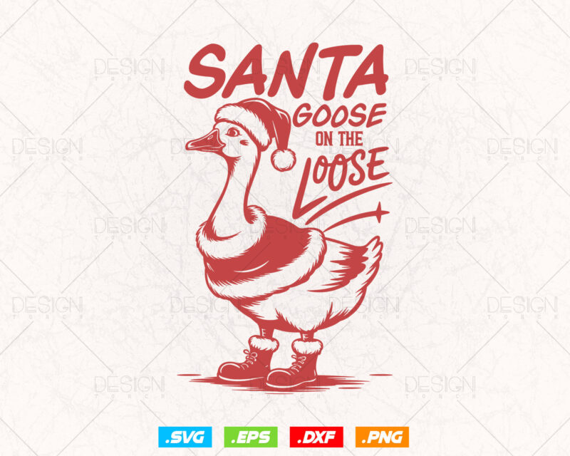 Santa Goose On The Loose Svg Png, Funny Goose Christmas Gifts, Merry Goosemas Png, Trendy Goose Gifts, Christmas Vibes, Goose Club Xmas Png