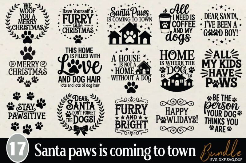 Santa paws is coming to town T-shirt bundle Santa paws is coming to town svg bundle