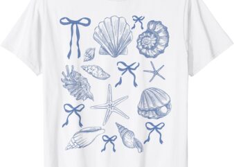 Seashell Coquette Bow Hawaii Beach Summer Vacation Family T-Shirt