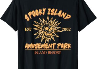 Spooky Island Amusement Park Island Resort Halloween Skull T-Shirt