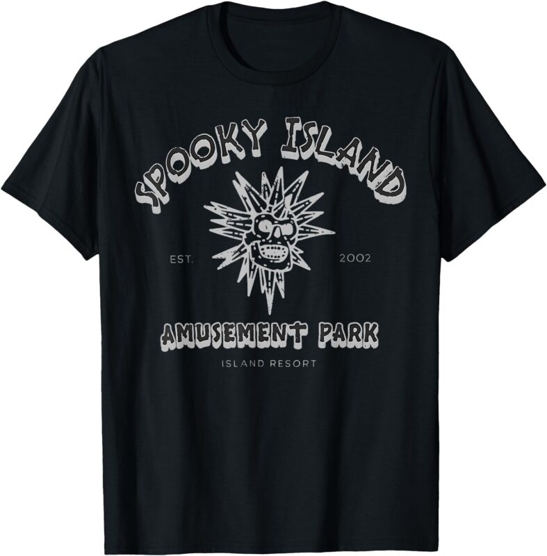 Spooky Island Est 2002 Amusement Park Skull Funny Halloween T-Shirt