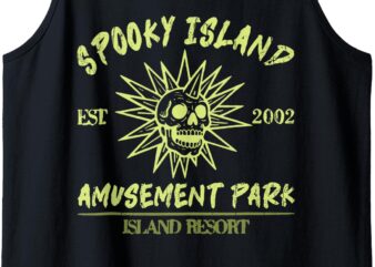 Spooky Island Est 2002 Amusement Park Skull Halloween Funny Tank Top