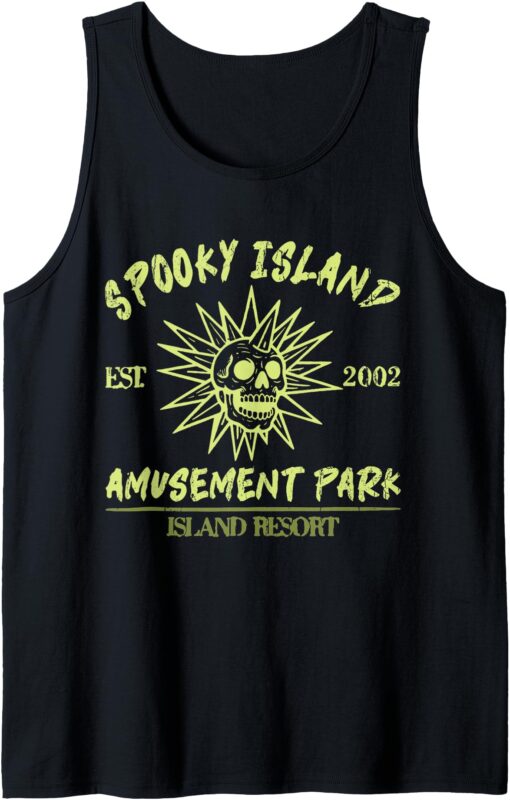 Spooky Island Est 2002 Amusement Park Skull Halloween Funny Tank Top