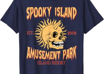 Spooky Island Retro Halloween Skull 90s Halloween Summerween T-Shirt